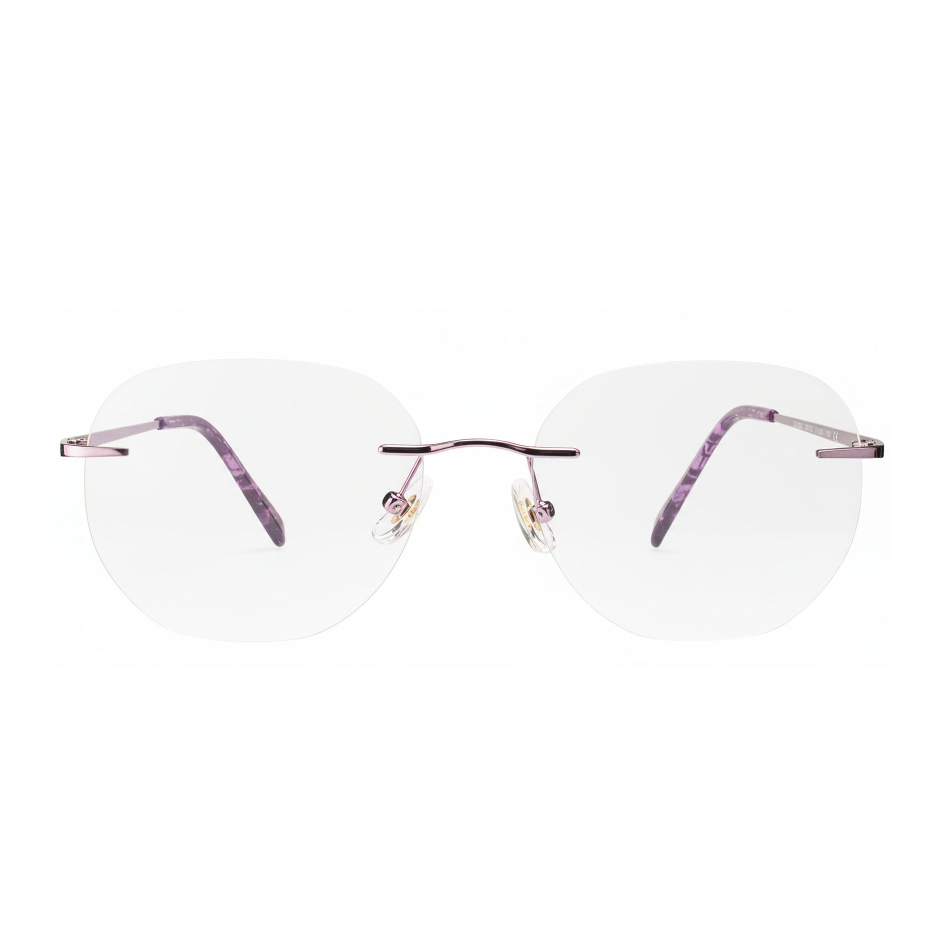 Air Light Purple Rimless Eyeglasses for Women – ultra-light oval frame front view