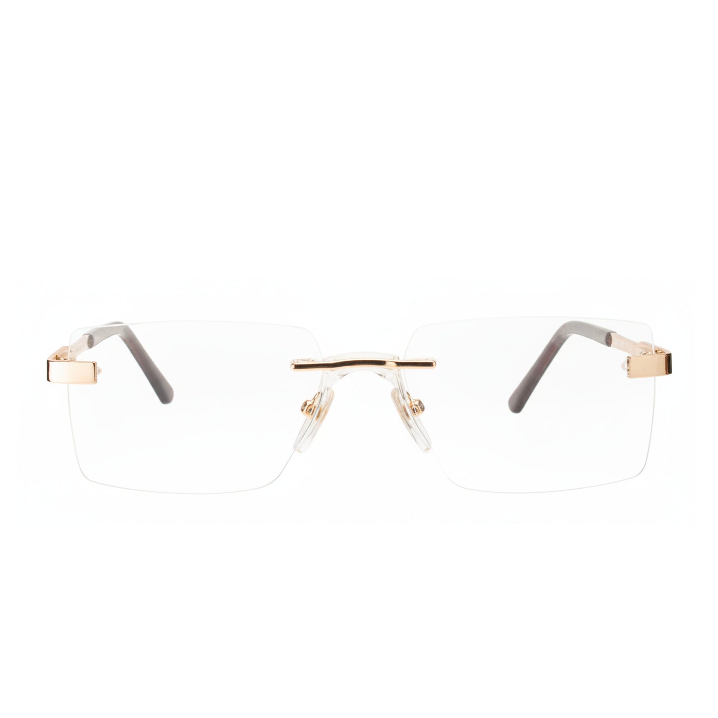 Classic GoldEdge rimless eyeglasses for men – premium gold metal square frame front view