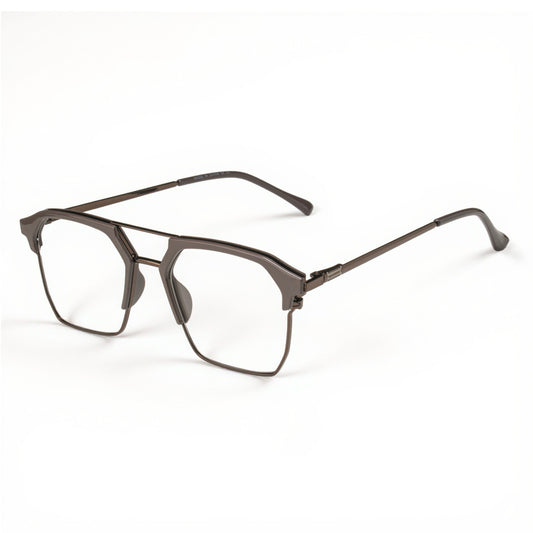 Vision Square Metal Eyeglasses Metallic Bronze – Front View Double-Bridge Design