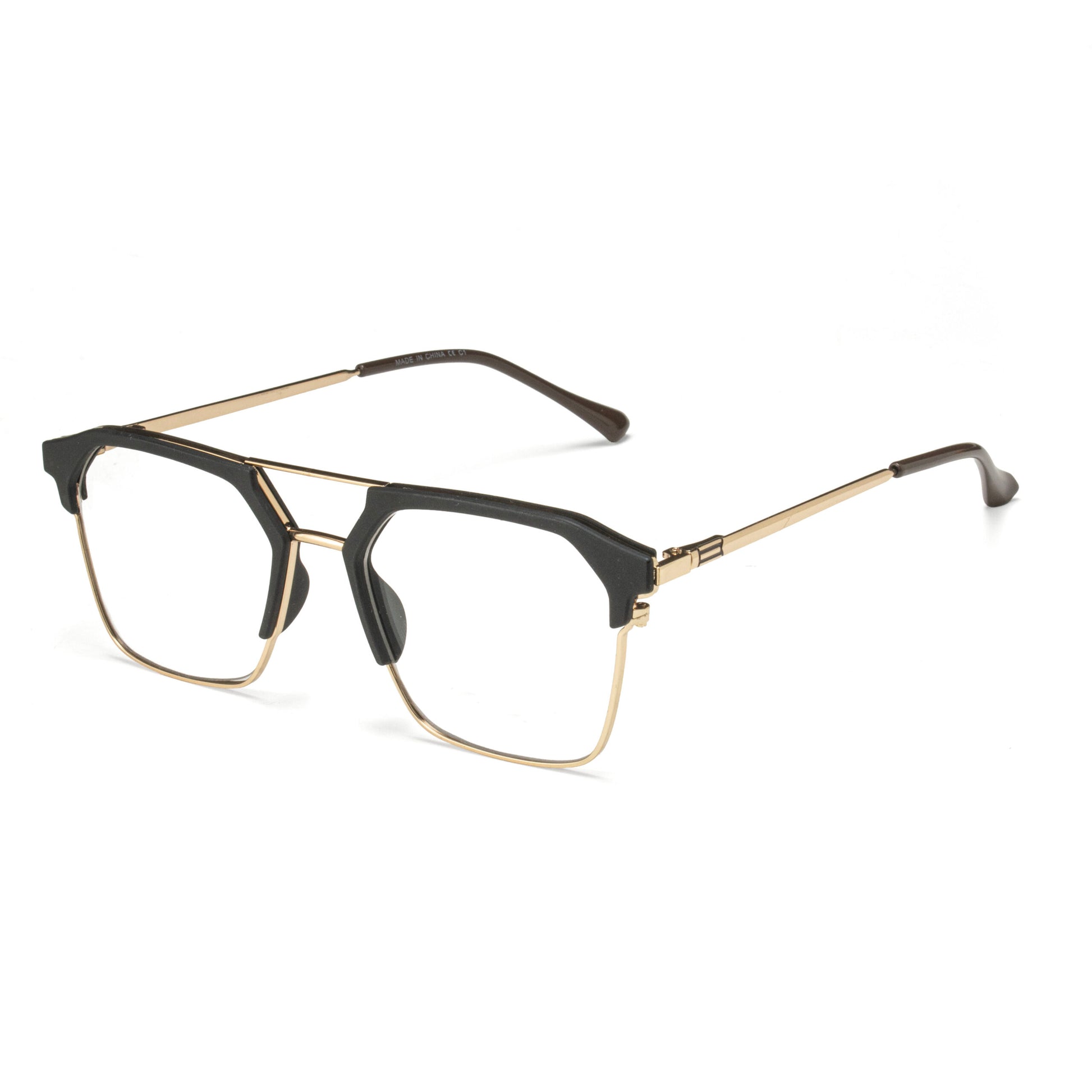 Vision Square Matte Black and Gold Metal Eyeglasses Premium Unisex Frame – Eyeglass.pk