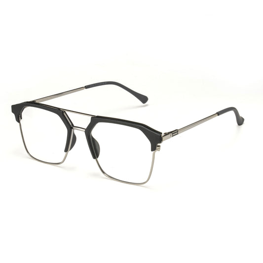 Vision Square Metal Eyeglasses – Black & Silver