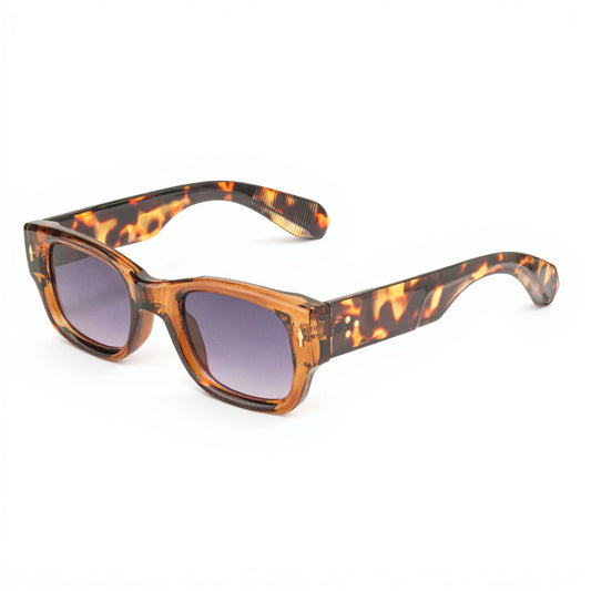 YAMEIZE Vintage Rectangle Tortoiseshell Sunglasses Front View Acetate Frame UV Protection