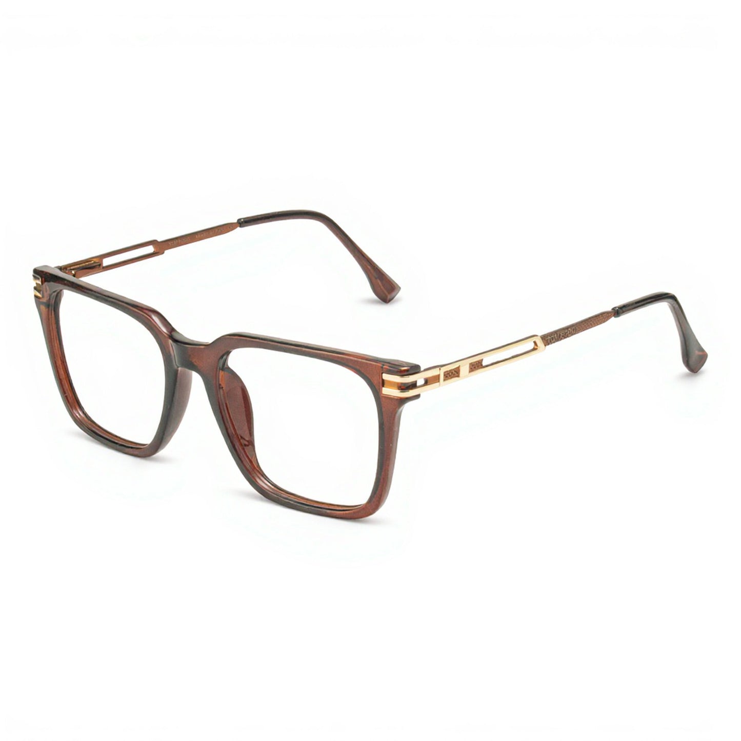 Brown Square Gold Tone Eyeglasses TOM FORD Inspired Front View Luxury Frame