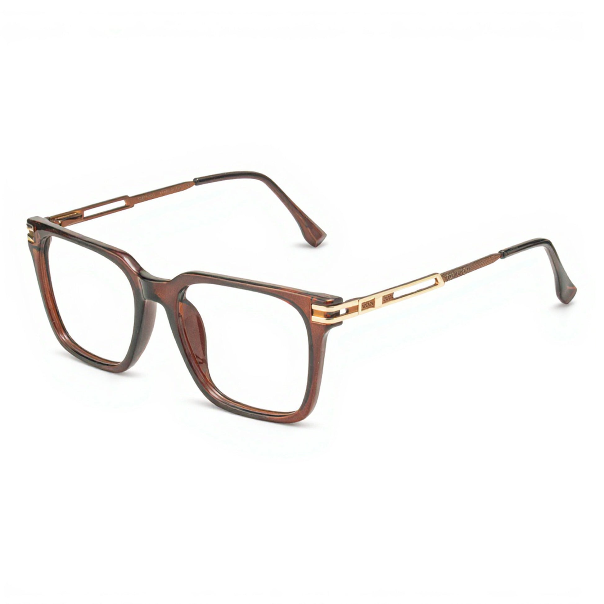 Brown Square Gold Tone Eyeglasses TOM FORD Inspired Front View Luxury Frame