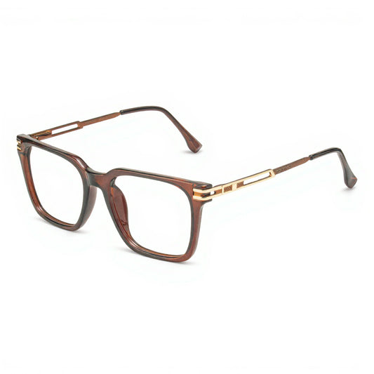 Brown Square Gold Tone Eyeglasses TOM FORD Inspired Front View Luxury Frame