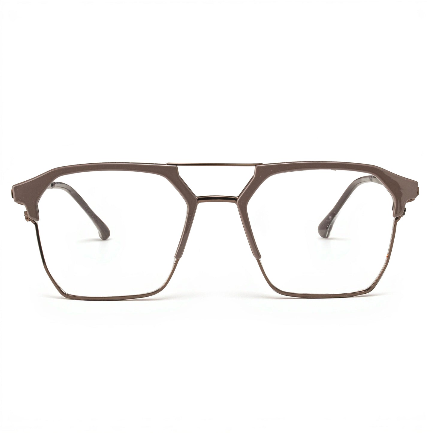 Unisex Metallic Bronze Square Eyeglass Frame with Lightweight Metal Build – Side Angle