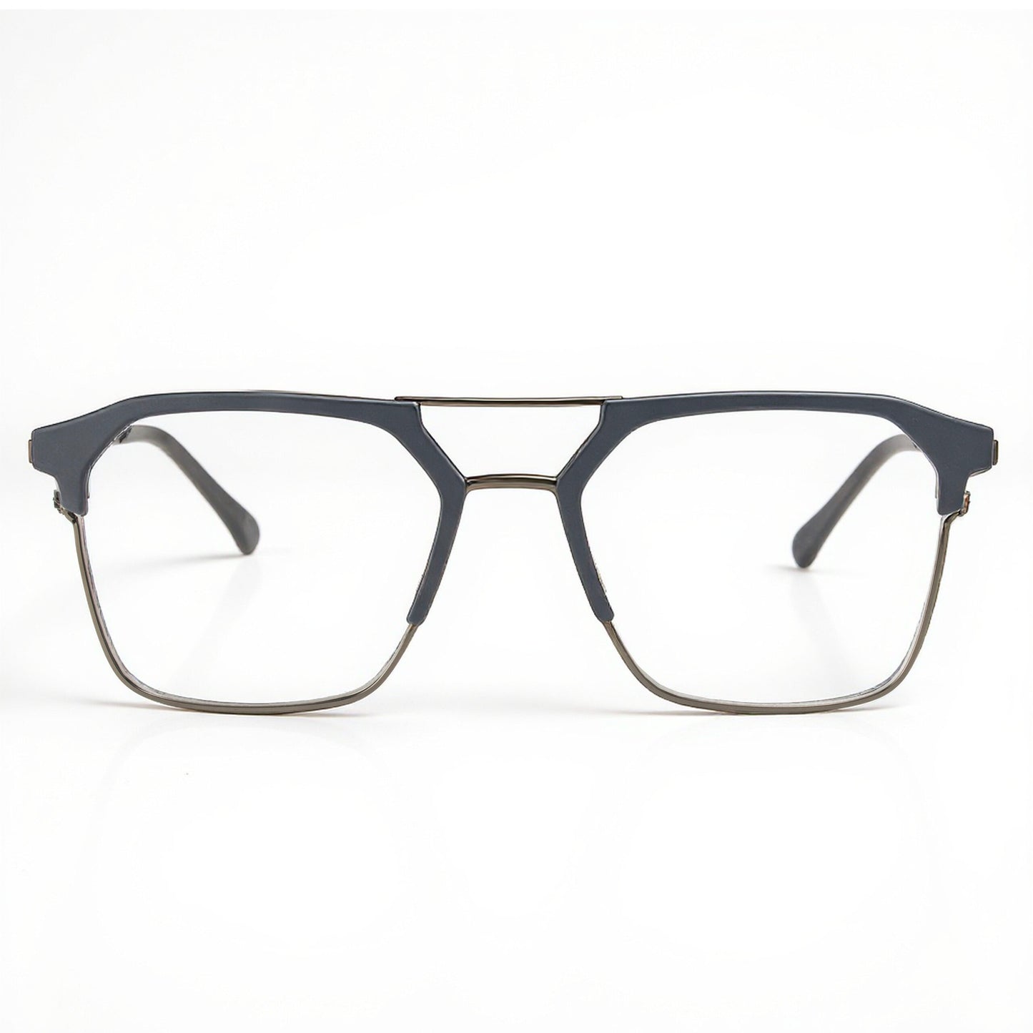 Lightweight Matte Navy Blue Square Metal Eyeglasses for Men and Women