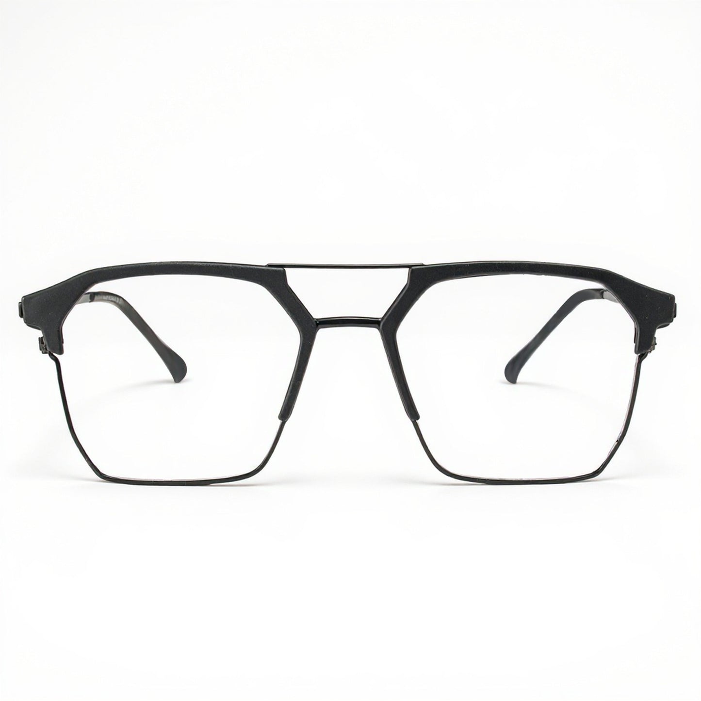 Lightweight Matte Black Square Metal Frame with Top-Bar Design – Eyeglass.pk