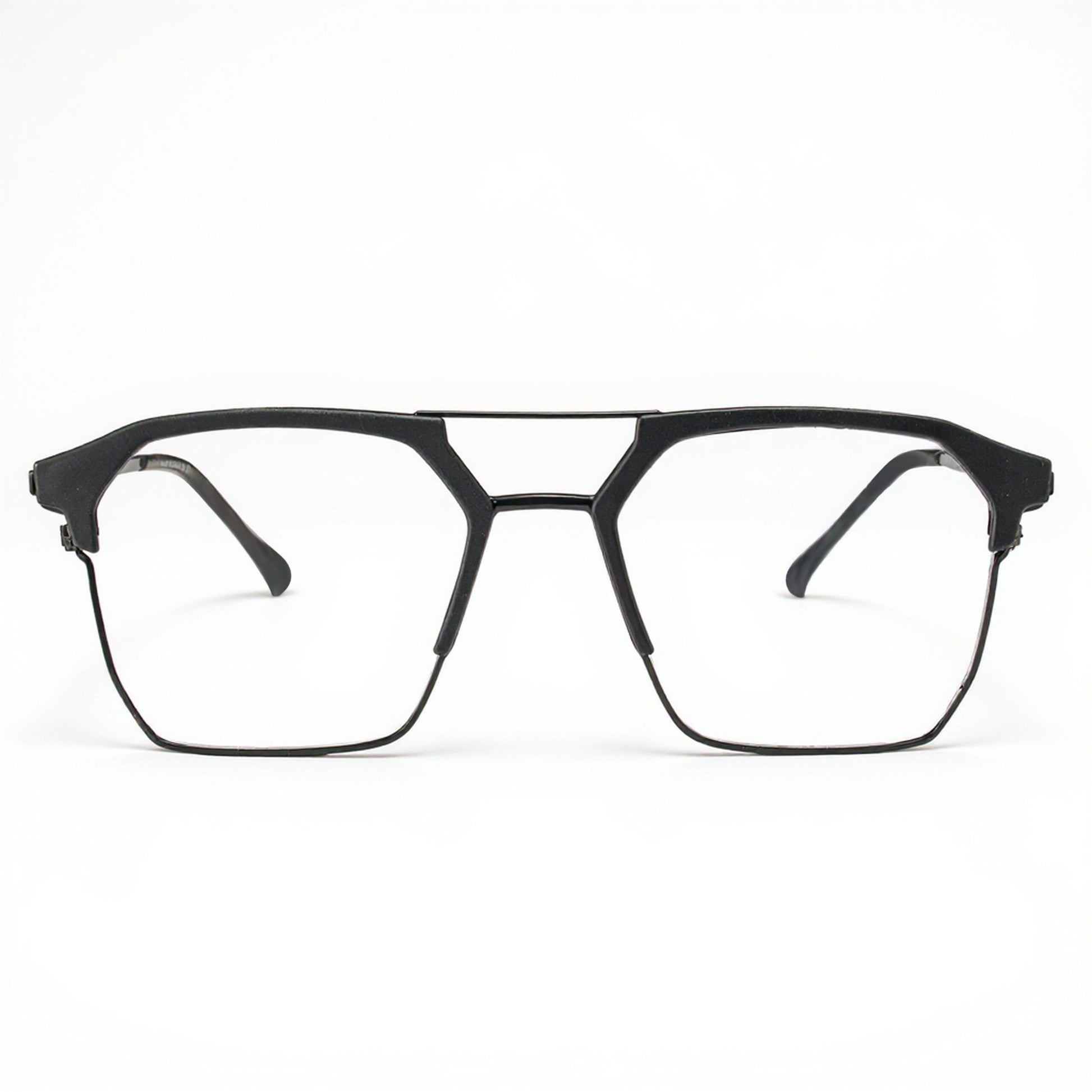 Lightweight Matte Black Square Metal Frame with Top-Bar Design – Eyeglass.pk