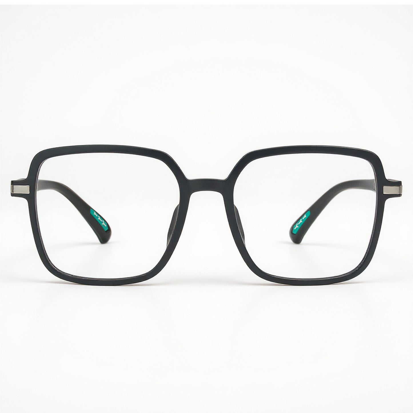 Unisex TR90 Square Eyeglasses Matte Black Flexible Durable Frame Side Angle
