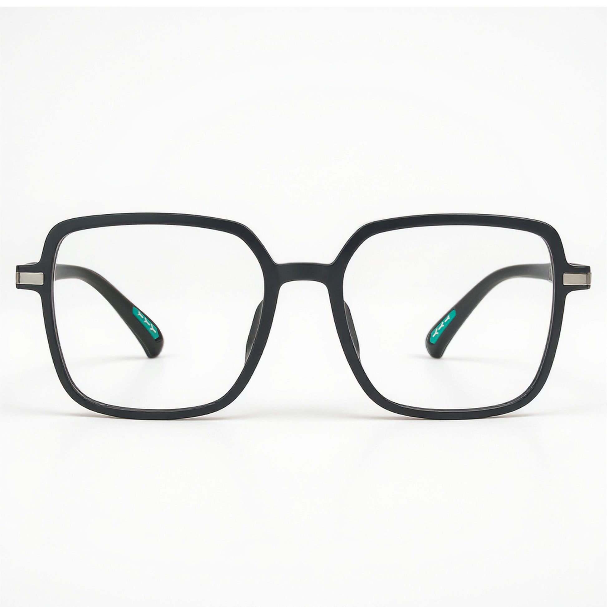 Unisex TR90 Square Eyeglasses Matte Black Flexible Durable Frame Side Angle
