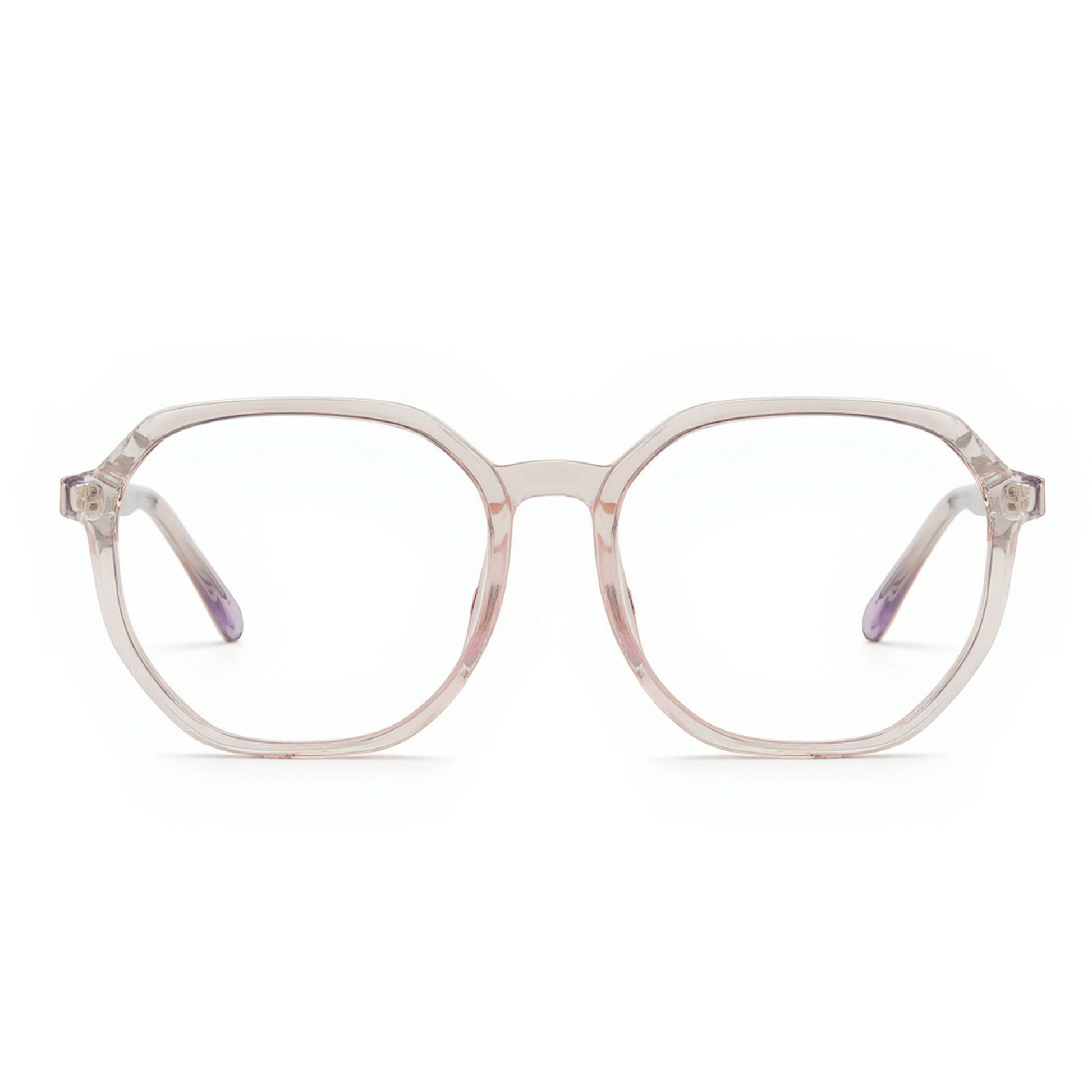 Lightweight Soft Pink TR90 Eyeglass Frame Hexagon Shape Side Angle Modern Style