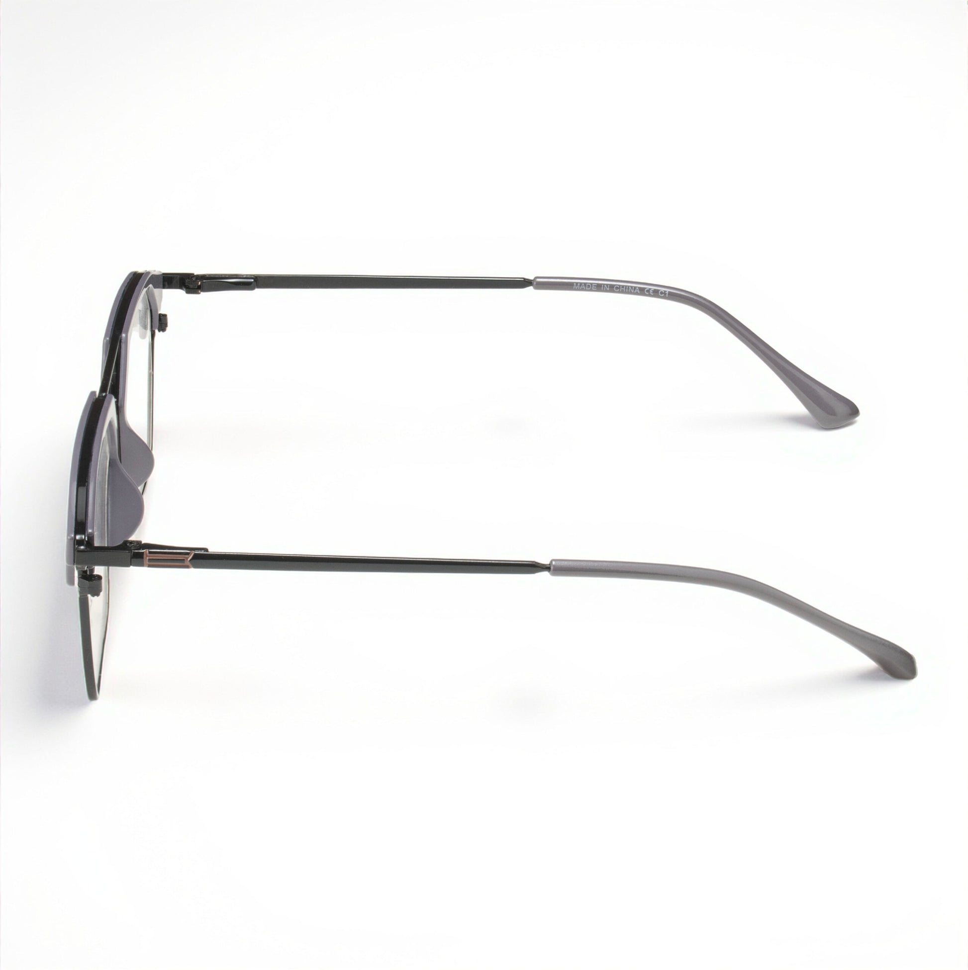 Lightweight Glossy Smoke Grey Square Eyeglass Frame for Prescription Lenses