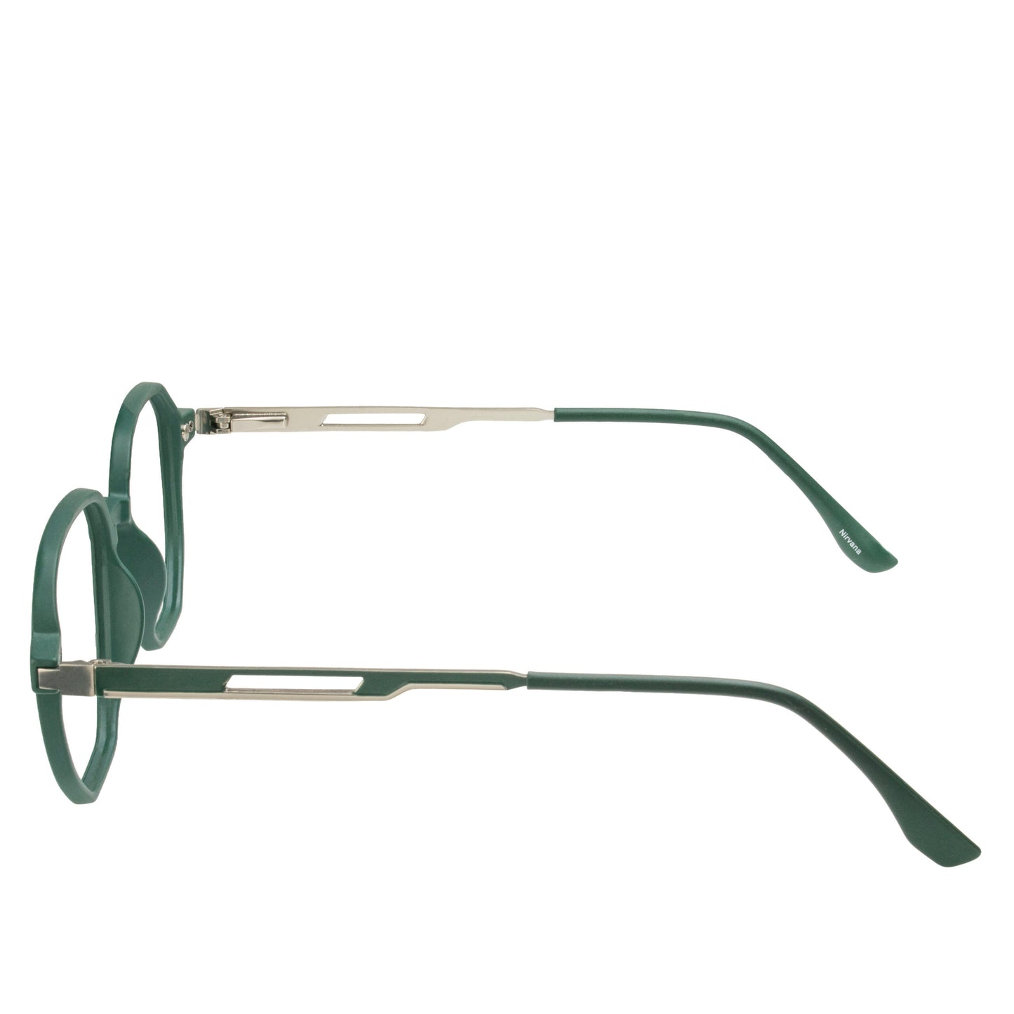 Axton Hexa Green Eyeglasses front view with hexagonal frame design