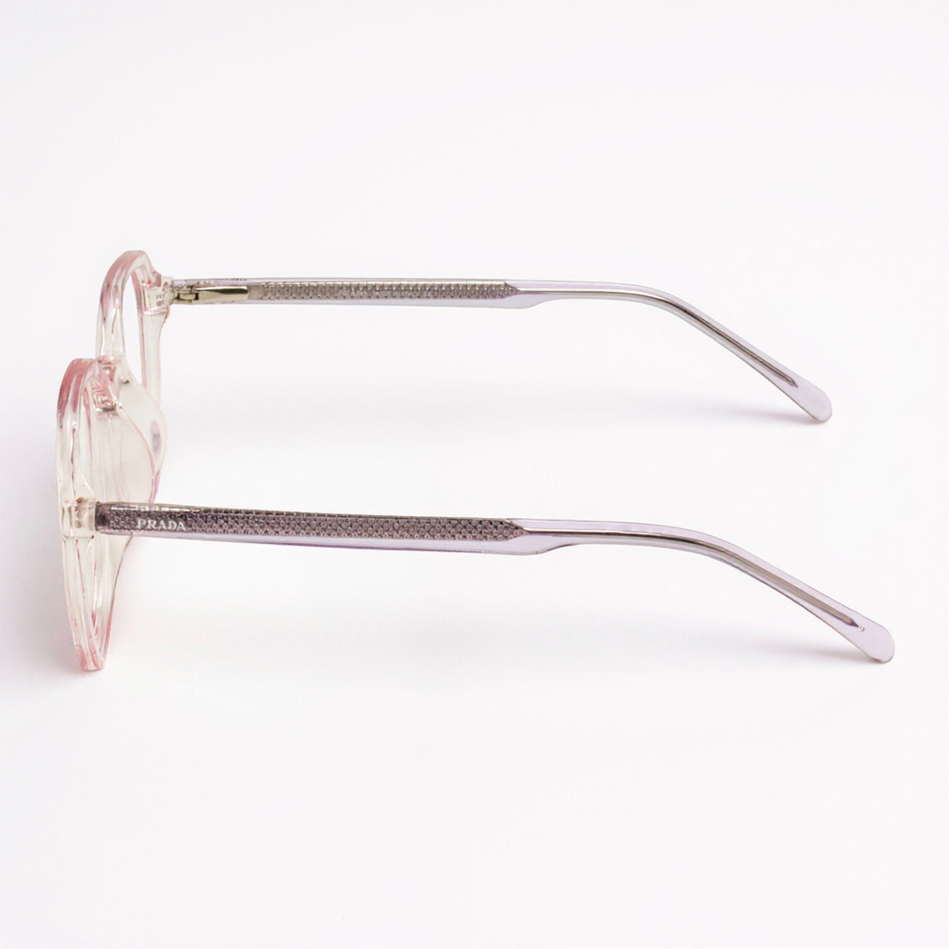 Close-up Soft Pink Crystal Eyeglasses Frame Detail Flexible Durable TR90 Material