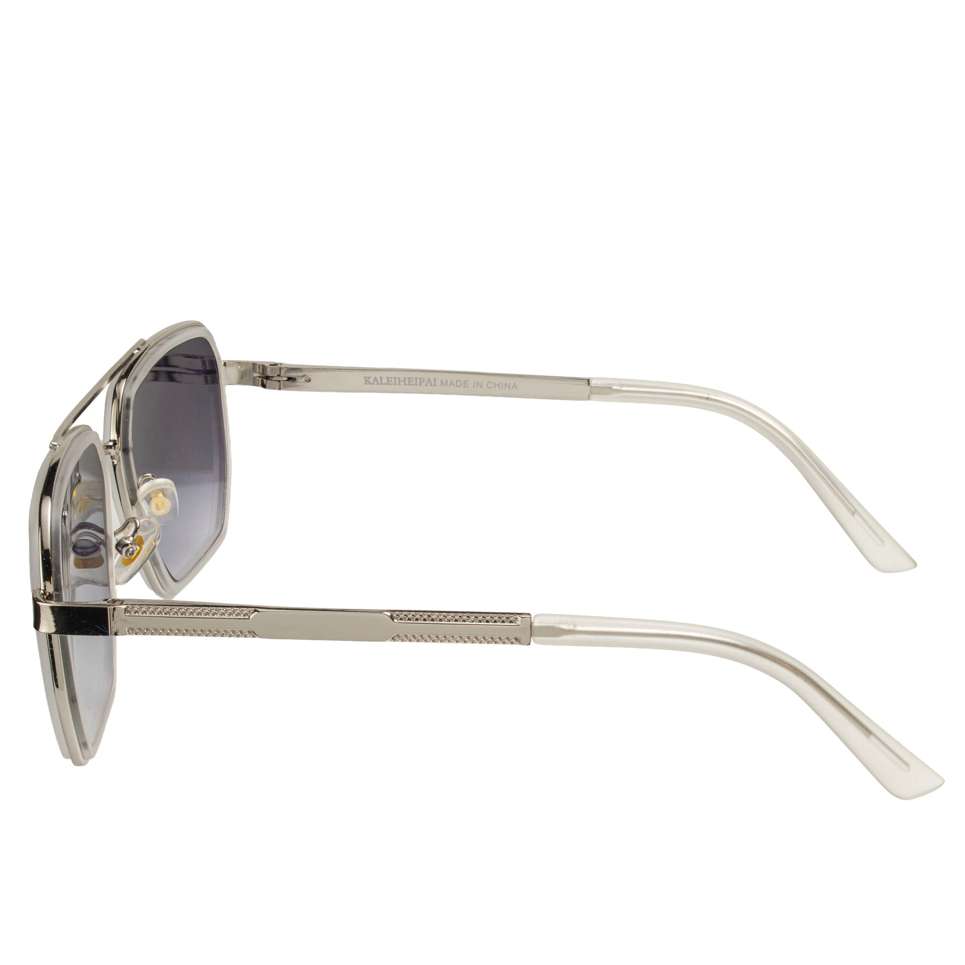 Aviator silver sunglasses with light blue gradient lenses front view | Eyeglass.pk
