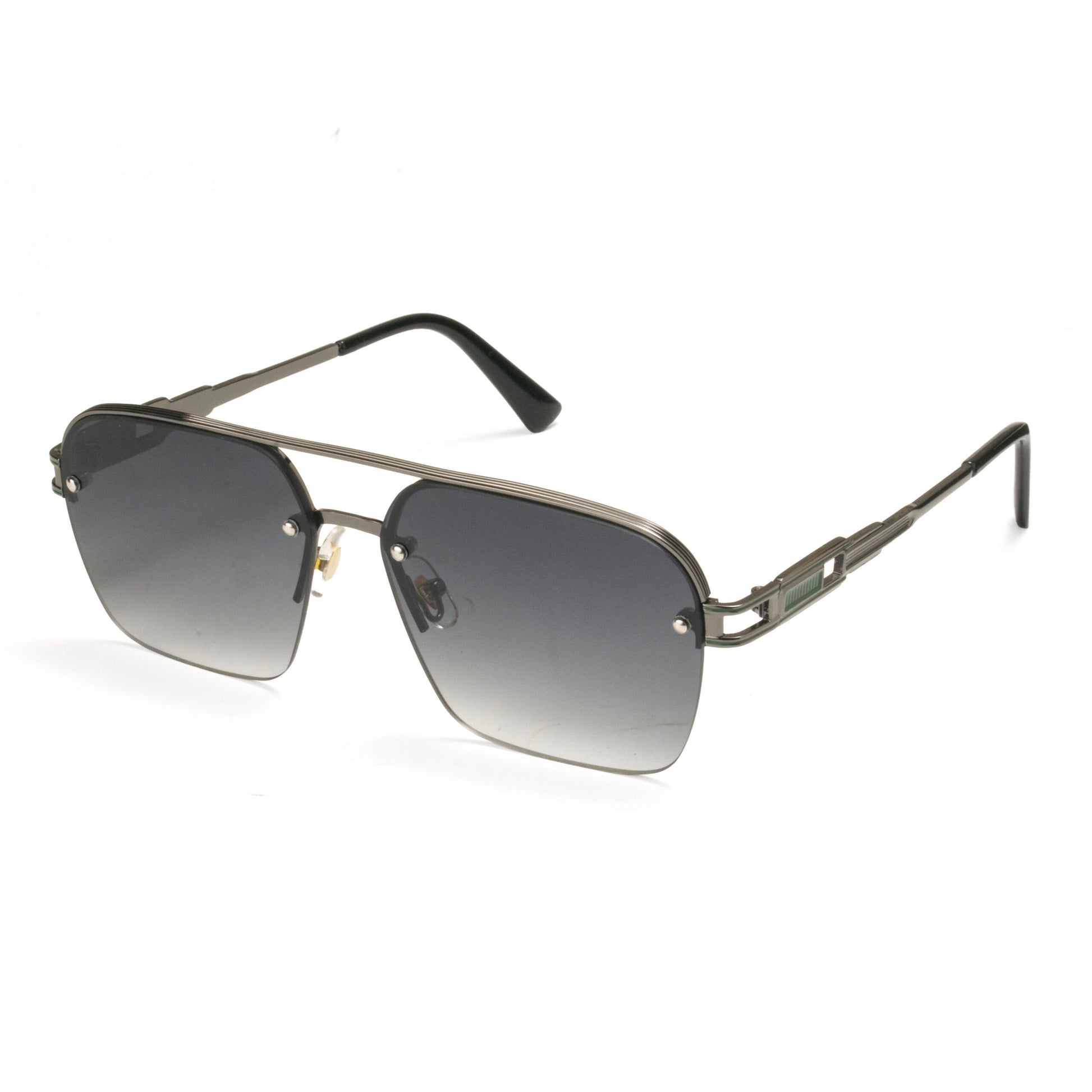 Grey Luxe Gradient Metal Sunglasses Half-Rimless Square Frame – Eyeglass.pk