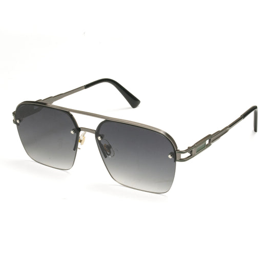 Grey Luxe Gradient Metal Sunglasses Half-Rimless Square Frame – Eyeglass.pk