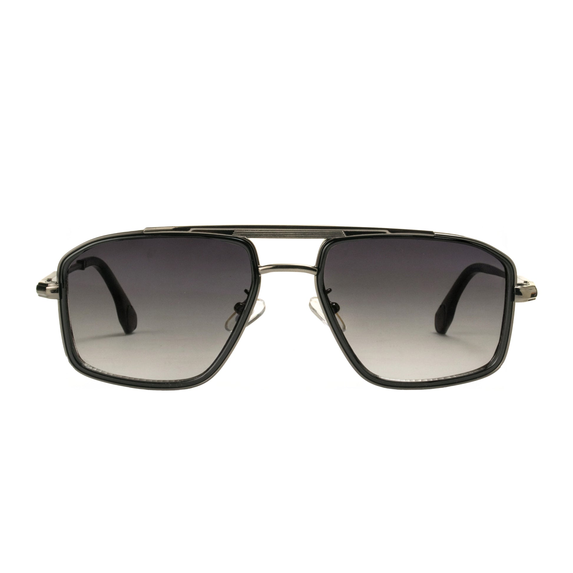 Front view Titan Grey aviator shades UV protection gradient lenses eyewear