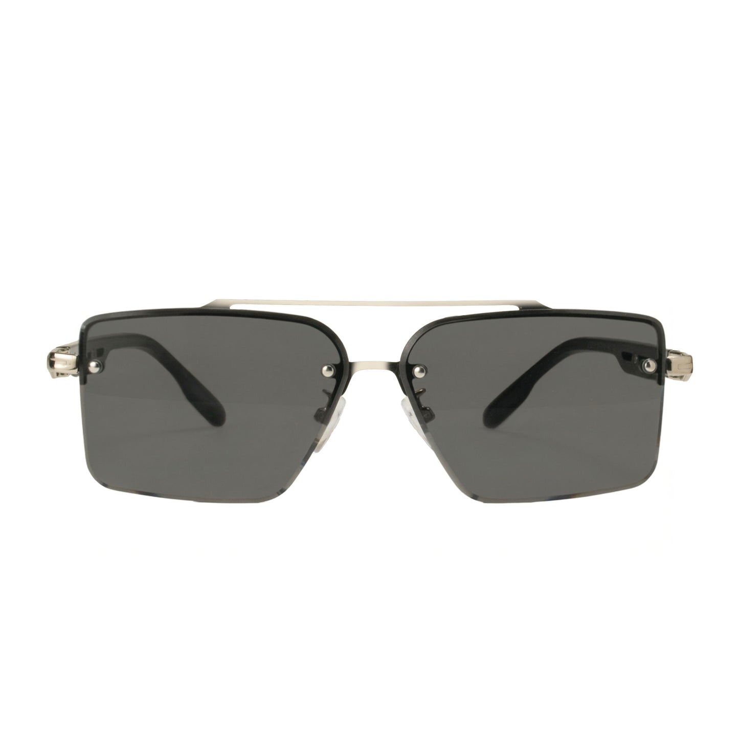 Black metal-acetate square sunglasses