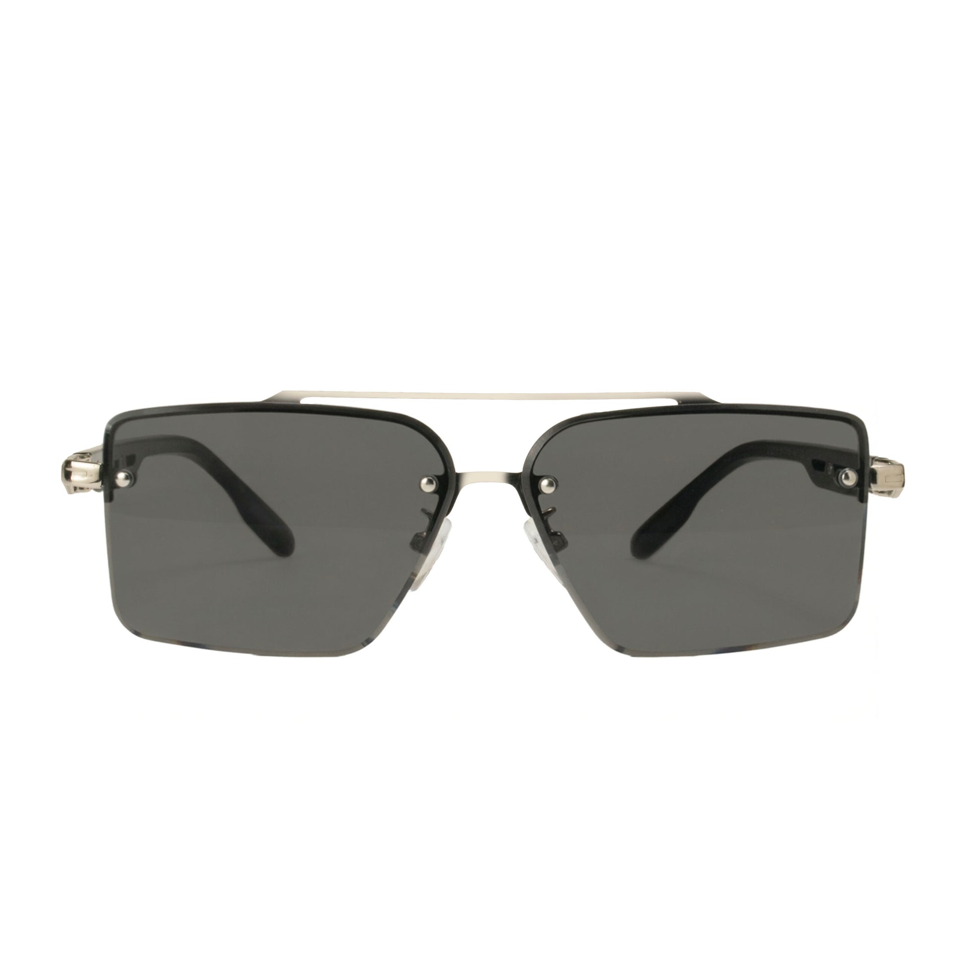 Black metal-acetate square sunglasses