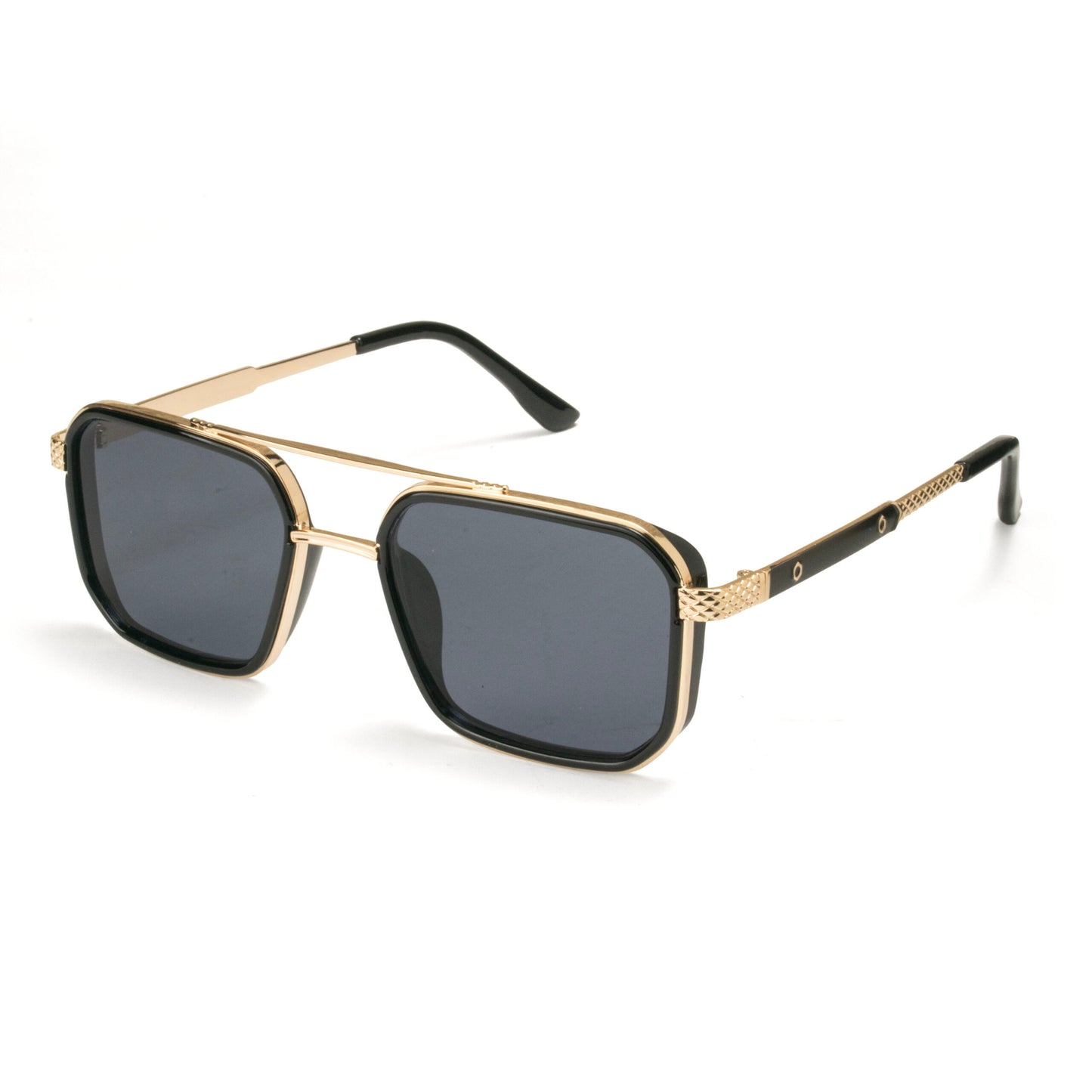 Gold Luxe square metal sunglasses gold frame black accents Eyeglass.pk