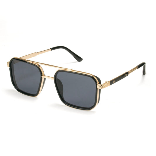 Gold Luxe square metal sunglasses gold frame black accents Eyeglass.pk