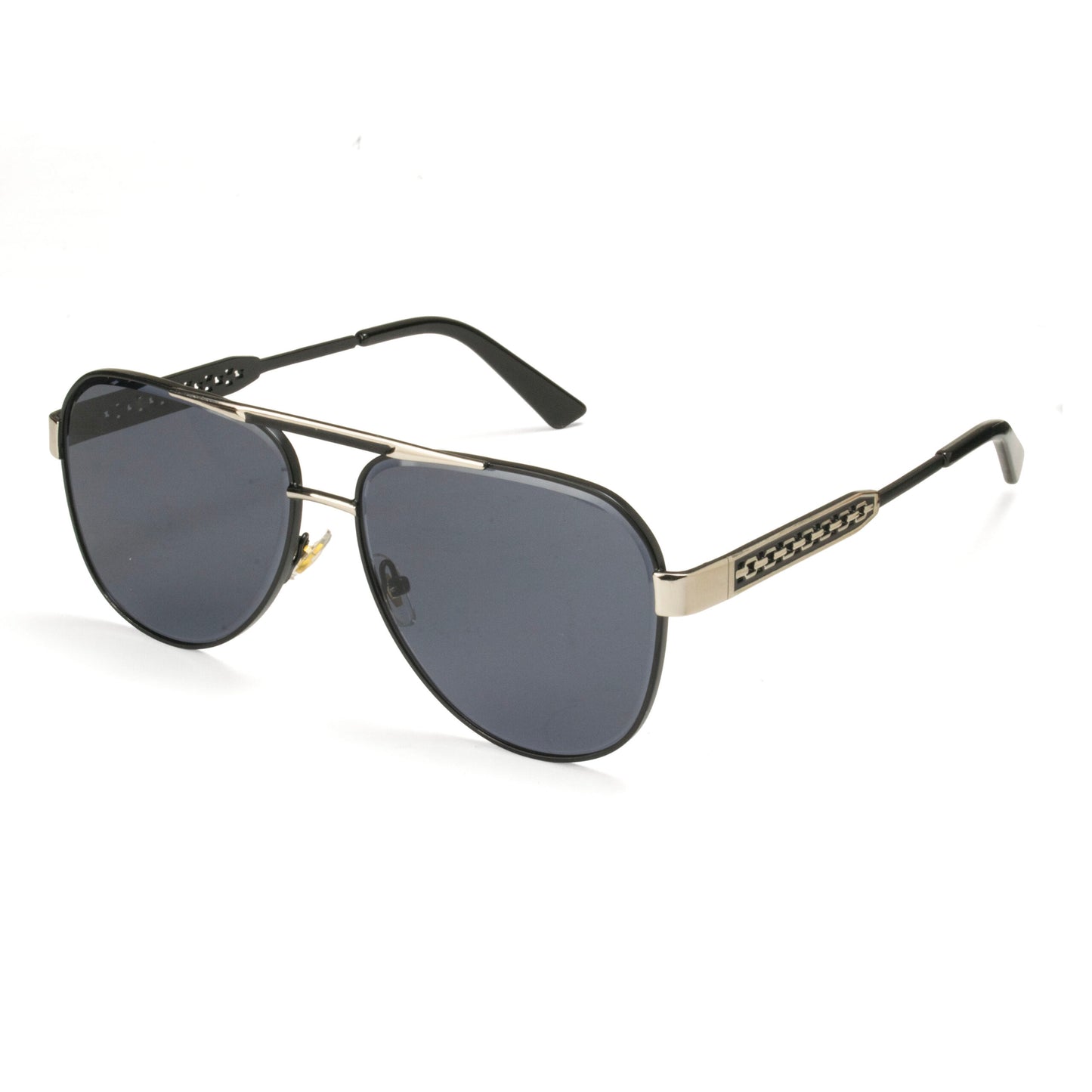 Midnight Royale Aviator Sunglasses black metal frame silver accents Eyeglass.pk