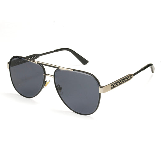 Midnight Royale Aviator Sunglasses black metal frame silver accents Eyeglass.pk
