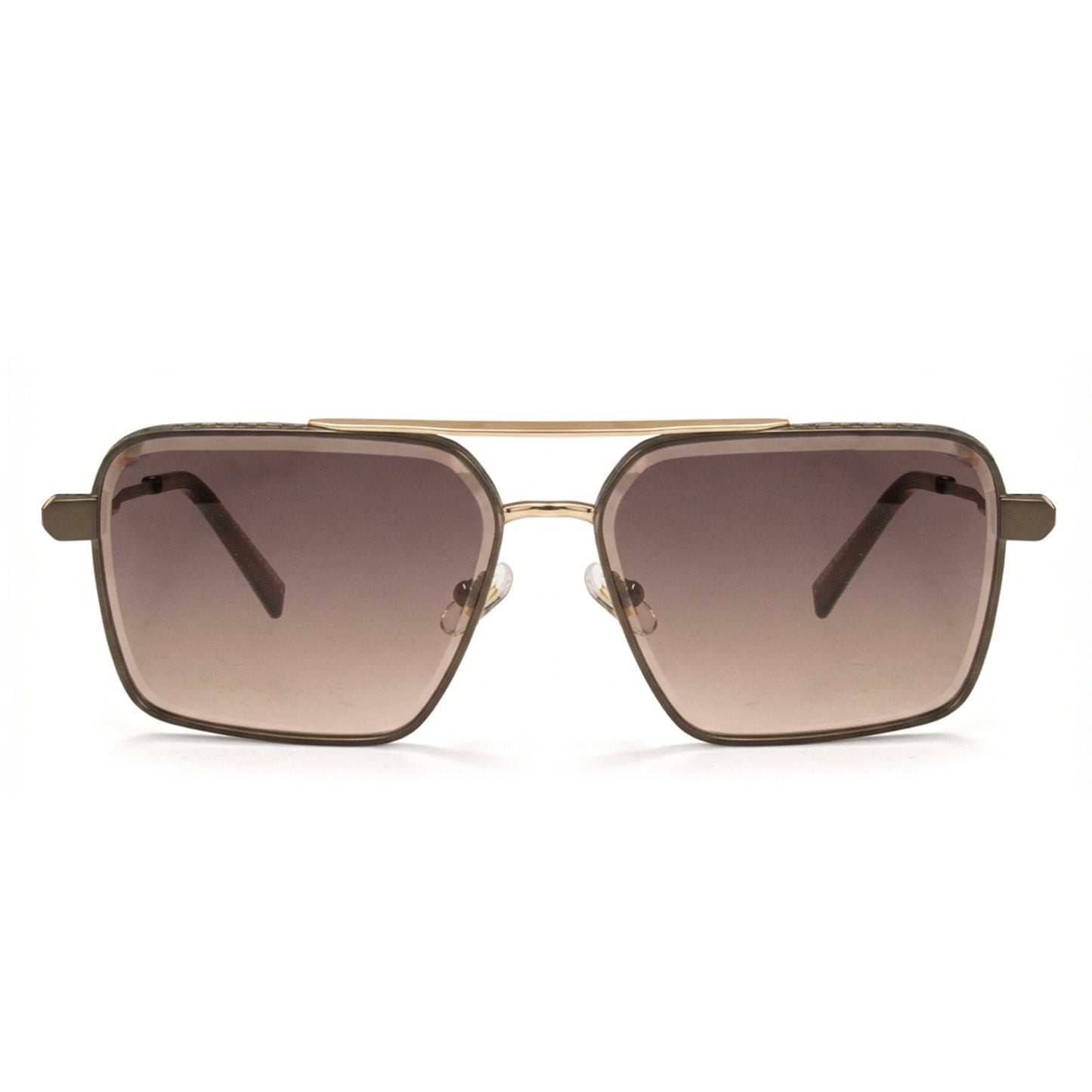 Side view of Bronze Luxe Square Gradient Sunglasses lightweight metal frame and comfortable nose pads design