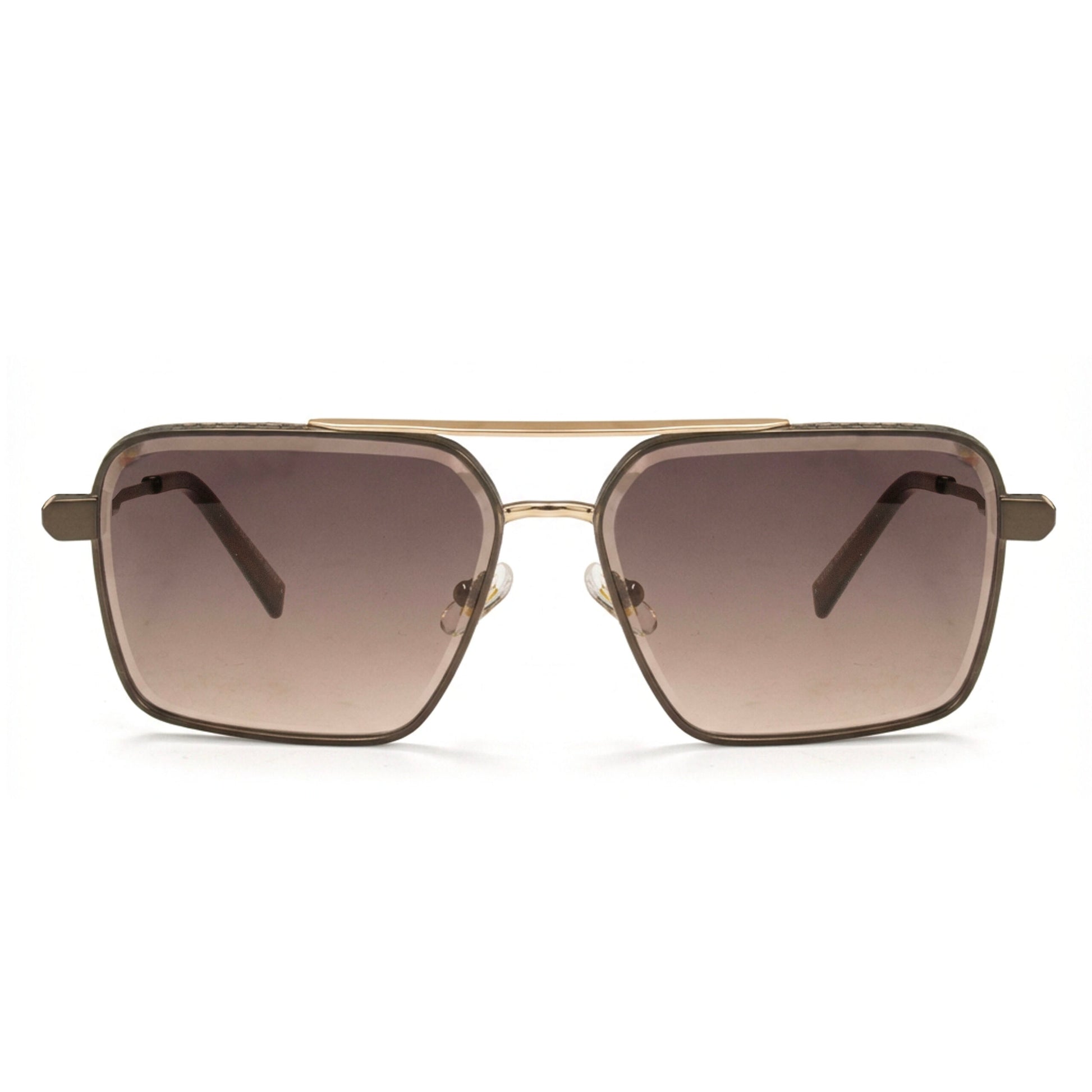 Side view of Bronze Luxe Square Gradient Sunglasses lightweight metal frame and comfortable nose pads design