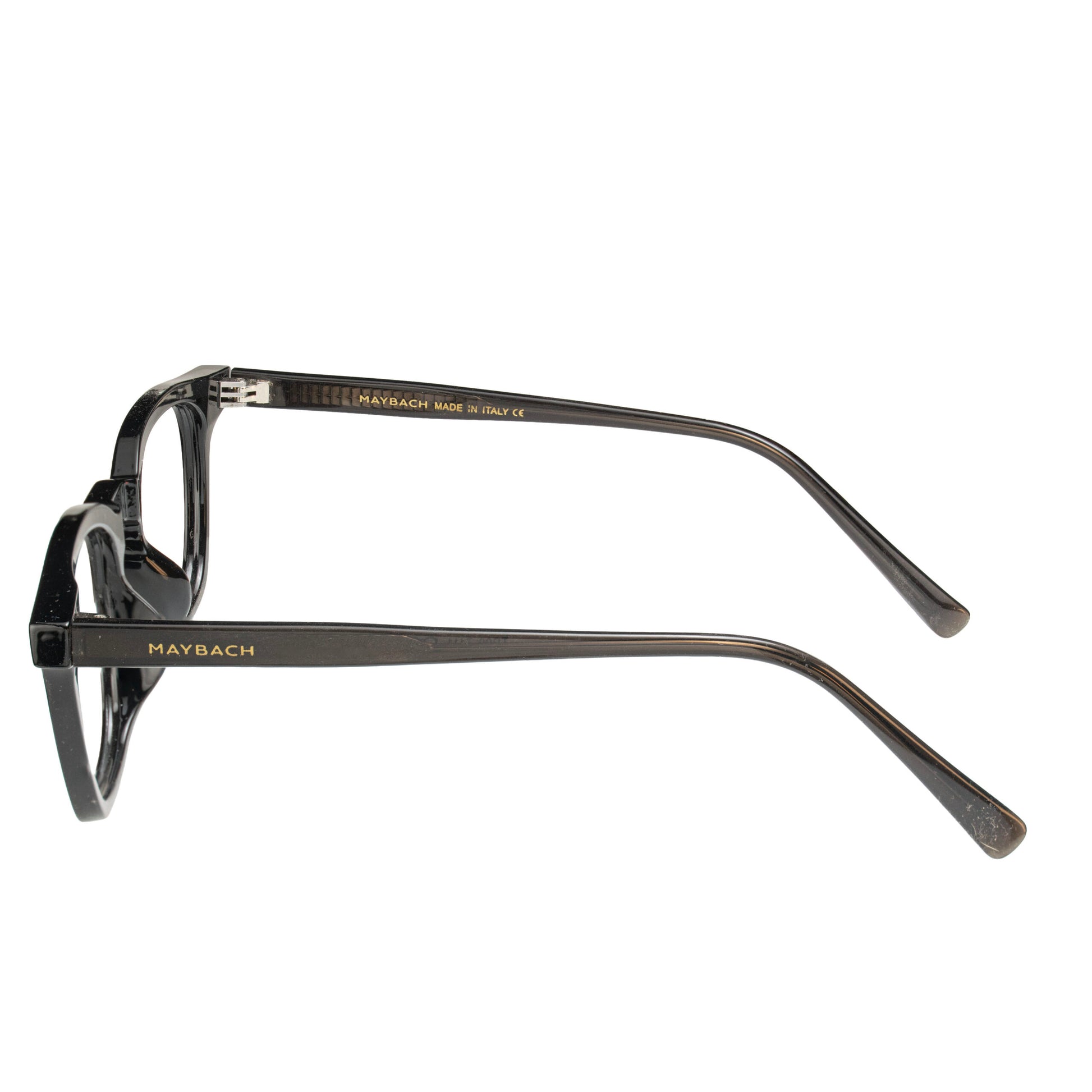 Designer black acetate eyeglasses for men and women – luxury side temple detail view